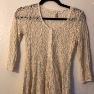 Free People Women's White Laced Short Dress Size S